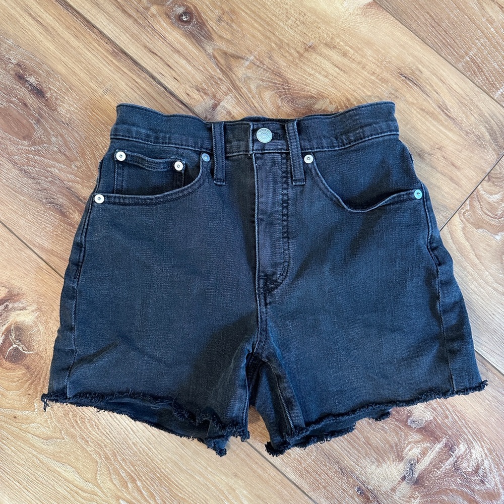 Madewell High Waist Black Denim Shorts